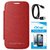 Tbz Flip Cover Case For Samsung Star Pro - S7262 With Screen Guard And Data Cable-Red GSPROGREDSCRDAT