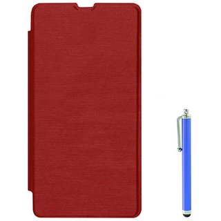 Tbz Flip Cover Case For Microsoft Lumia 535 With Stylus -Red MSL535OGREDSYL