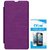 Tbz Flip Cover Case For Microsoft Lumia 535 With Screen Guard -Purple MSL535OGPURSCR