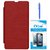 Tbz Flip Cover Case For Microsoft Lumia 535 With Screen Guard And Stylus -Red MSL535OGREDSCRSYL