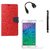Ygs Diary Wallet Case Cover  For   Samsung Galaxy J3-Red With Tempered Glass ,Micro Otg  And Griffin Stylus Pen
