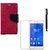 Ygs Diary Wallet Case Cover  For  Sony Xperia Z3-Pink With Tempered Glass  And Griffin Stylus Pen