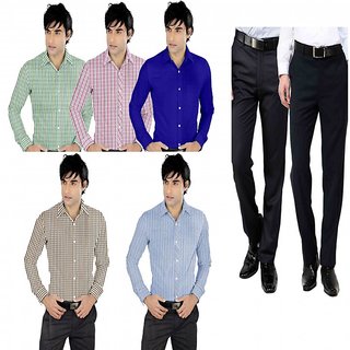 Buy Men's Suiting Shirting Combo 7Pcs 2 Trousers 5 Shirt Fabric Online ...