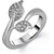 Om Jewells Sterling Silver Twin Leaf ring with CZ stones for Women FR7000512