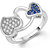 Om Jewells Sterling Silver Double Hearty ring with CZ stones for Women FR7000537