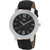 Evelyn Round Dial Black Leather Strap Quartz Watch For Men