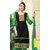 Sylph Cotton Designer Embroidery Long Green, Black color Suit Dress Material