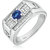 Om Jewells Sterling Silver Royal Blue ring with CZ stones for Men FR7000549