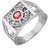 Om Jewells Sterling Silver Vintage Red Ring with CZ stones for Men FR7000551