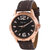 Gravity Round Dial Brown Leather Strap Quartz Watch For Men