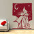 Decor Kafe Woodcut Girl And Cat Wall Sticker 16x21 Inch)