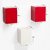 Bluewud Wall Shelf  Display Rack - ColorCube (Set of Red, Red  White)