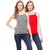 Set Of 2 Friskers Grey  Red Camisole Slip Combo