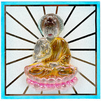 Kanch Mall Glass Multicolour Religious Gautam Buddha Idol (Kanch 56)