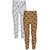 Jazzup Cream & White Color Cotton Lycra Pack Of 2 Printed Girls Leggings-(KZ-MKLC1178)