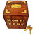 Onlineshoppee Woooden With Brass Work Antique Money Bank Size-3.5x3.5x4.5 Inch