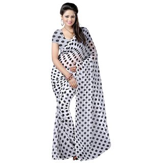 Buy Ssi Black Dots On White Chiffion Saree Online 599 From Shopclues