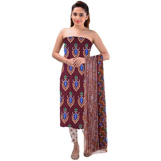 Surat Tex Maroon Color Casual Wear Printed Crepe Un-Stitched Dress ...