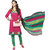 Drapes Khaki Dupion Silk Lace Salwar Suit Dress Material (Unstitched)