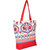 Pick Pocket Red And Offwhite Floral Tote  Bag