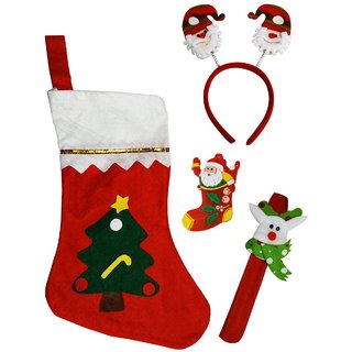 Santa Stocking Santa Hair Band, Wrist Band,Hair Band, LED Light Santa Badge