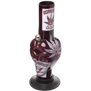 Moksha 12 inch Tall Acrylic Alien Bong With leaf  Amsterdam prints
