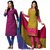 Drapes Khaki And Brown Dupion Silk Embroidered Salwar Suit Dress Material (Pack of 2) (Unstitched)