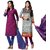 Drapes Purple And Khaki Dupion Silk Embroidered Salwar Suit Dress Material (Pack of 2) (Unstitched)