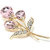 Golden Peacock Floral Shaped Pink Brooch