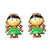 Funky Green and Golden Doll Stud Earrings - 742.2