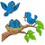 Walltola Pvc Adorable Blue Birds Feeding Kids Wall Sticker