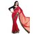 Triveni Red Georgette Self Design Saree With Blouse