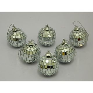 Christmas Tree Decorative Hanging Balls Set Of 6 Silver
