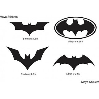 Set of 4 black Batman logo stickers for Cars / bikes / laptop