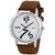 Oura Round Dial Brown Leather Strap Quartz Watch For Men