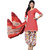 Drapes Peach And Maroon Cotton Embroidered Salwar Suit Dress Material (Pack of 2) (Unstitched)