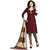 Drapes Peach And Maroon Cotton Embroidered Salwar Suit Dress Material (Pack of 2) (Unstitched)