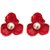 Flower Style Red Stud Earrings with Faux Pearl - 744.7