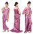 Fashion Zilla Mouve Satin Sleeveless Top with Pyjama With Gown 3Pcs Set