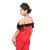 Fashion Zilla Red  Black Satin Shoulderless Night Suit Set