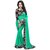 Indian Beauty Turquoise Georgette Block Print Saree With Blouse