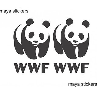 Pair of 2 WWF panda logo sticker for animal lovers