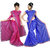 Sukuma Blue & Pink Viscose Printed Saree With Blouse