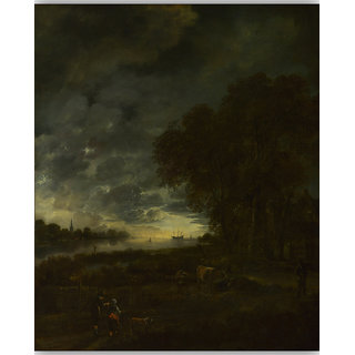 Vitalwalls A River Landscape at Evening on Wooden FrameClassical-010-F-60cm