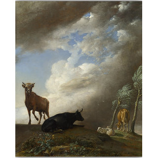 Vitalwalls Cattle and Sheep in a Storm Canvas Art Print.Classical-017-60cm