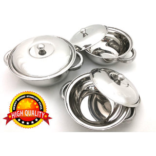 3 Pcs Stainless Steel Serving Bowl | Donga | Gift Set