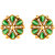Mahi Monalisa Cats Eye Dark Green Flower Gold Plated Earrings For Women