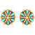 Mahi Monalisa Cats Eye Light Blue Flower Gold Plated Earrings For Women