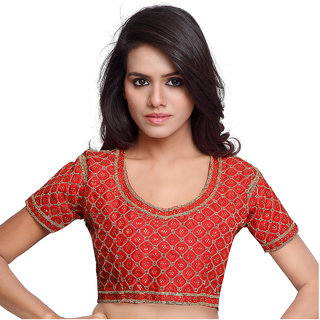 Buy Surat Tex Maroon Color Raw Silk Embroidered Readymade saree blouse ...