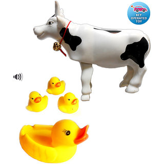 Buy Key Operated Cow Toy For Kids+ Bath Toy Duck B Pck Of 4- Combo ...